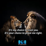 Show your values with the Choice To Trust T-Shirt, a bold reminder that trust is given and respect is earned. Wear it as a Trust And Respect Motivational Shirt or style it as an Accountability And Integrity Quote Tee to inspire responsibility. This Prove Me Right Empowerment T-Shirt, designed as an Inspirational Trust Graphic Shirt, strengthens every bond. Choose integrity today—Add to Cart now!