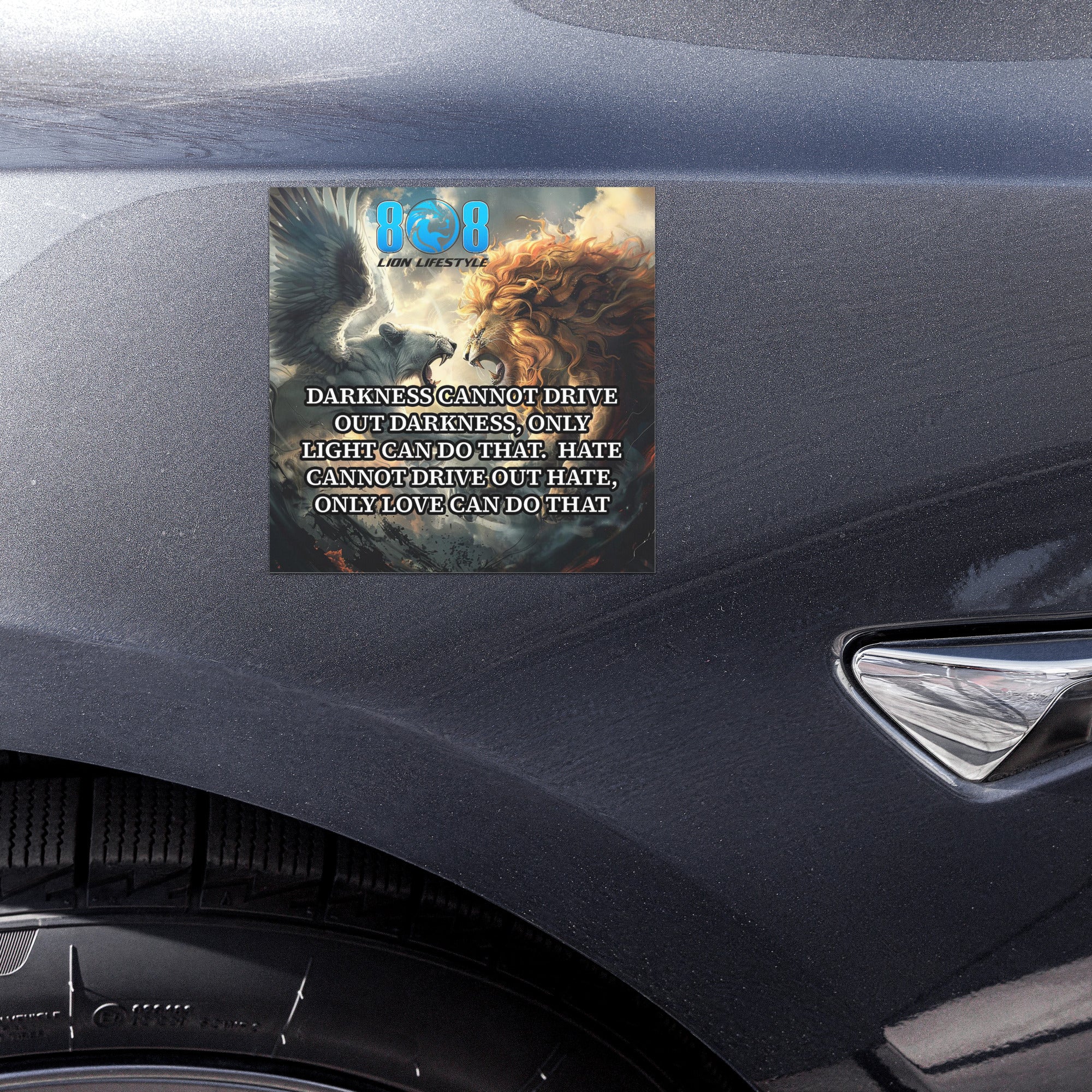 Spread hope wherever you drive with the Light & Love Car Magnet, a powerful reminder that love always wins. This Love over hate message car magnet shines as a Light conquers darkness vehicle magnet. Designed with a Choose love daily motivation magnet message and Peace and compassion quote car magnet purpose, it turns every journey into a stand for unity, kindness, and light. Add to cart