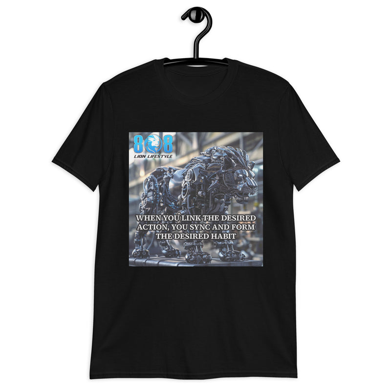 Build habits that last with the Link & Sync T-Shirt, a powerful reminder that daily actions create success. Step forward in the Habit Formation Motivational Shirt, or spark change wearing the Desired Action Quote Tee. Stay disciplined in the Success Through Habits Graphic T-Shirt, and align your path with the Sync Your Life Inspirational Tee. Add to cart today and sync with success!